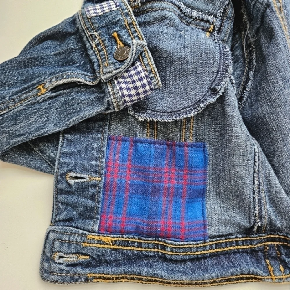Handmade The Grateful Dead Denim Trucker Jacket in Blue and White Sz 6 NWT